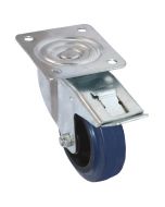 80mm - Blue Tyre - Swivel Plate Castor - Braked