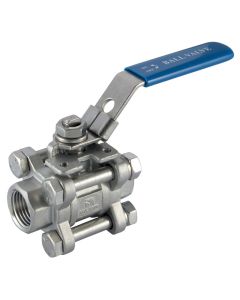 Stainless Steel Ball Valve - 3 Piece - ISO Mounting Pad -  3/8" Female - BSPP