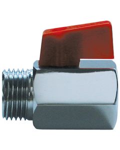 Mini Ball Valve Red Lever Handle - 3/8" Male - 3/8" Female 